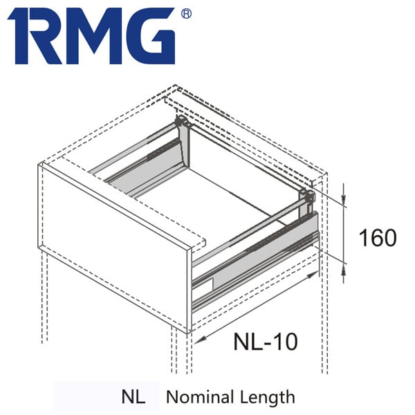 160mm metal box drawer runners RL022