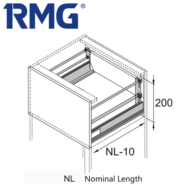 200mm metal box best drawer slides RL032