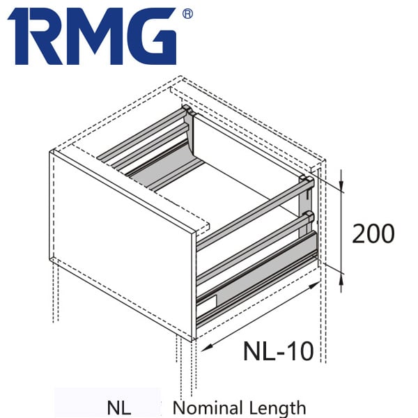 Square double wall drawer with metal drawer slides RL132