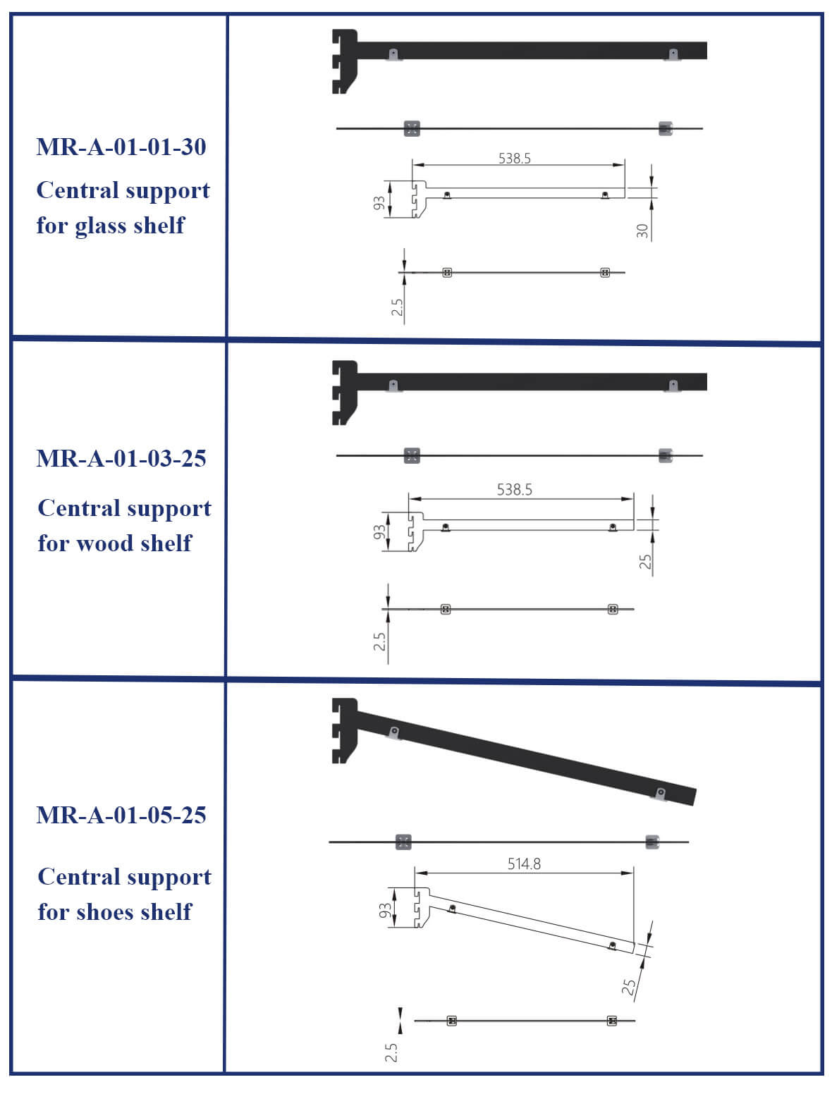 Wall paneling wardrobe central support table