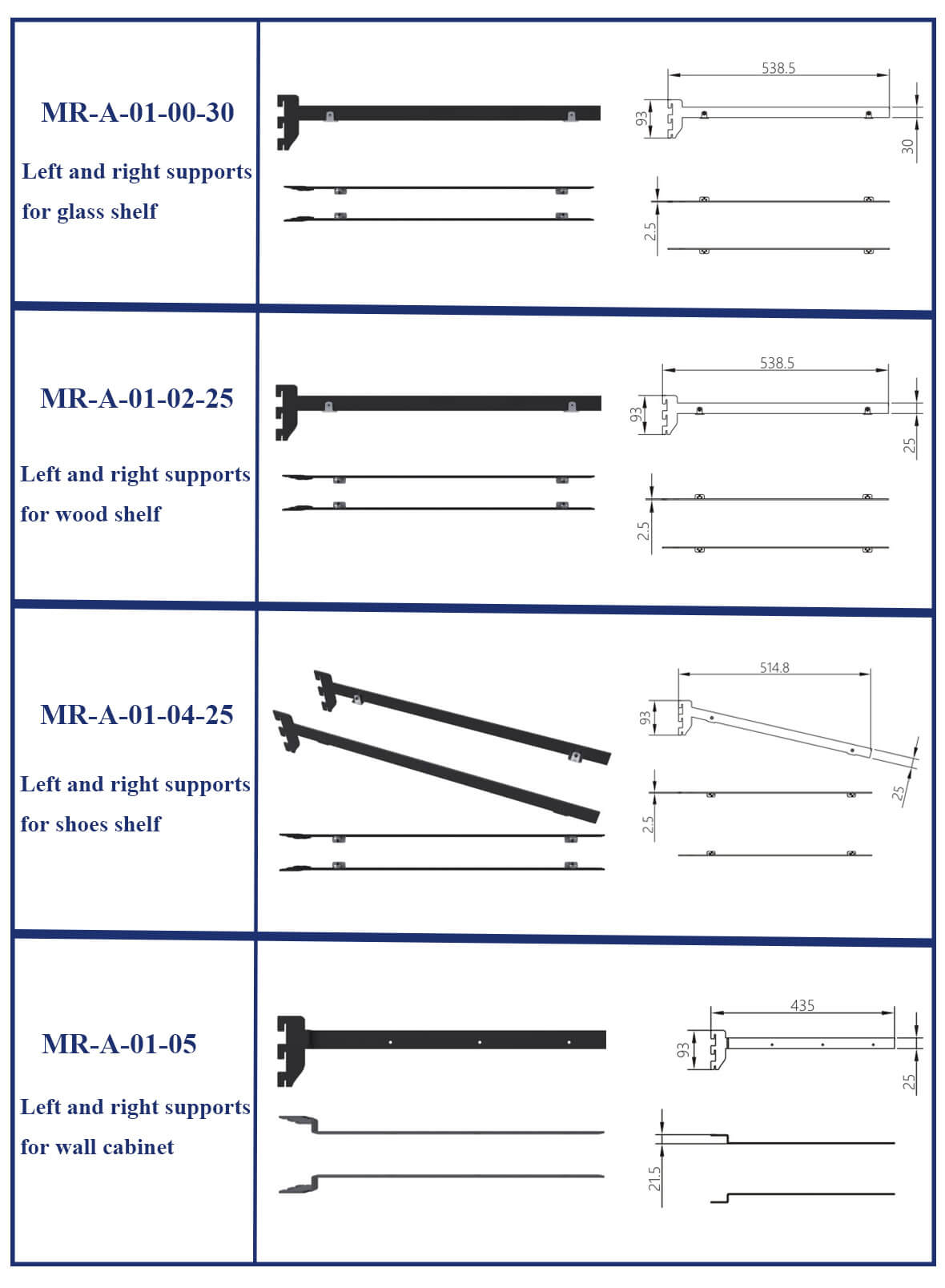 Wall paneling wardrobe left and right support table